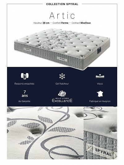 Matelas Technilat Artic, ressorts ensachés, une face mémoire de forme, non réversible, pour les problèmes de dos, les problèmes d’hernies discales, matelas pour personnes lourdes, matelas pour personnes en surpoids